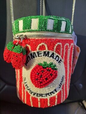 ....TikTok Viral Strawberry Jam Beaded Bag NWT  Handmade India w/ Charm